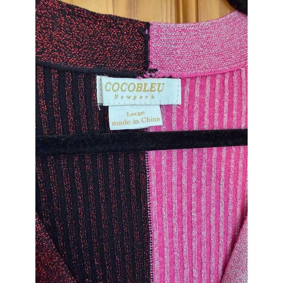 Cocobleu New York Size LG Button Up Knit Pink Red Shimmer Dress NWT - Picture 5 of 7